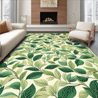 Verdant Leaf Patterned Botanical Rug