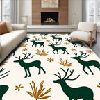 Forest Green Deer Autumn Foliage Rug