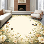 Delicate Floral Butterflies Garden Design Rug