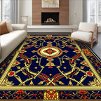 Intricate Red Gold Floral Medallion Rug