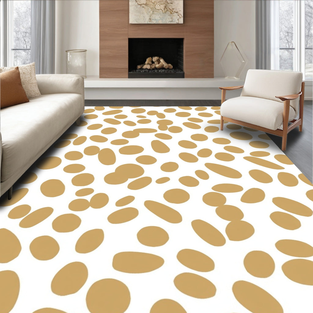 Gold Organic Dot Pattern Design Rug