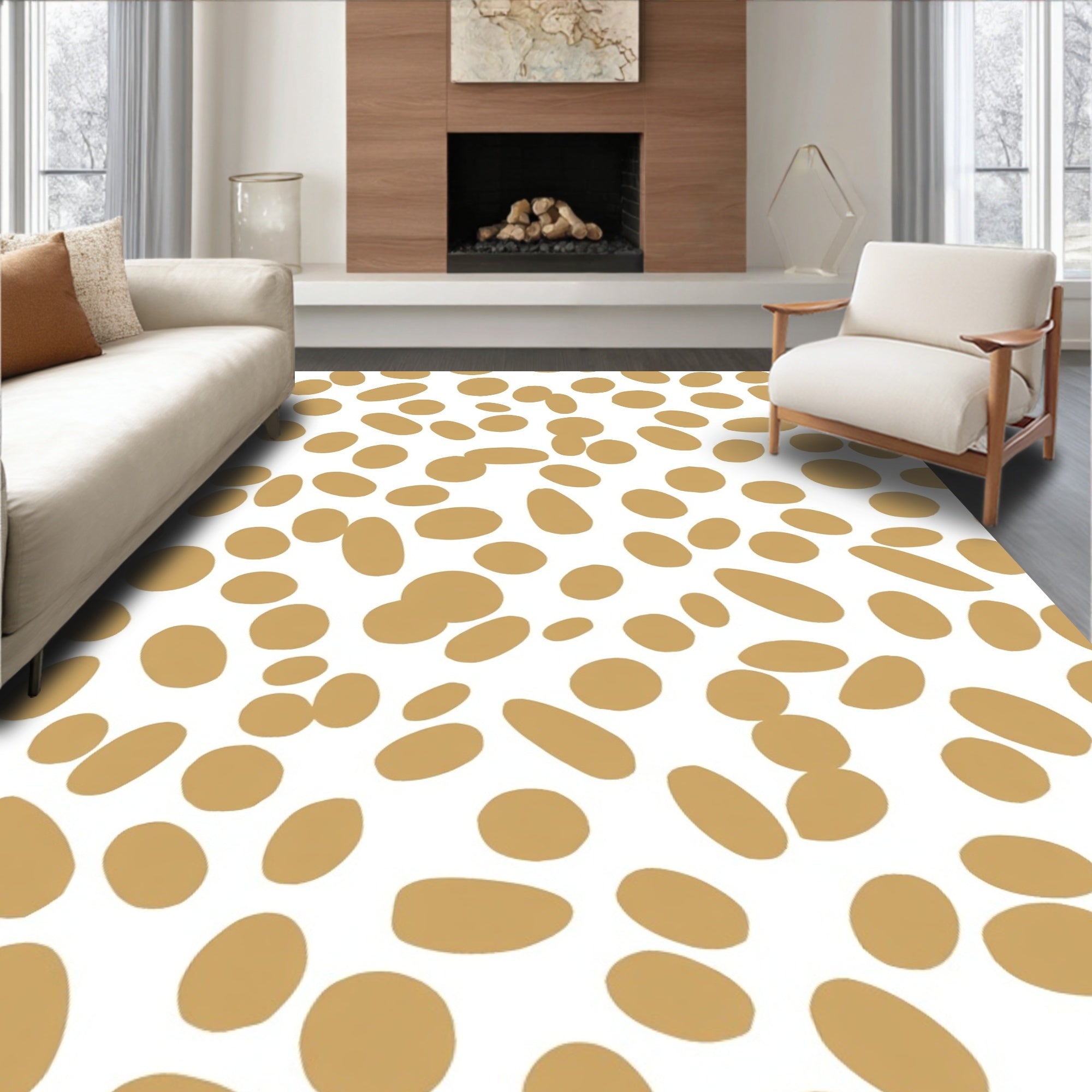 Gold Organic Dot Pattern Design Rug