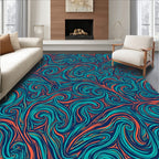 Teal Orange Swirl Vintage Pattern Rug