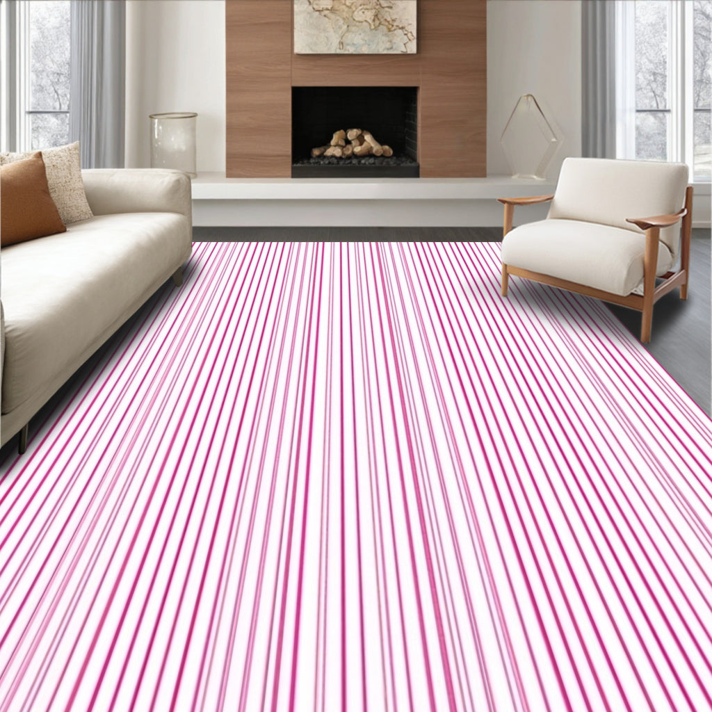 Fine Pink Line Pattern Rug