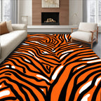 Bold Orange Black Stripes Pattern Rug