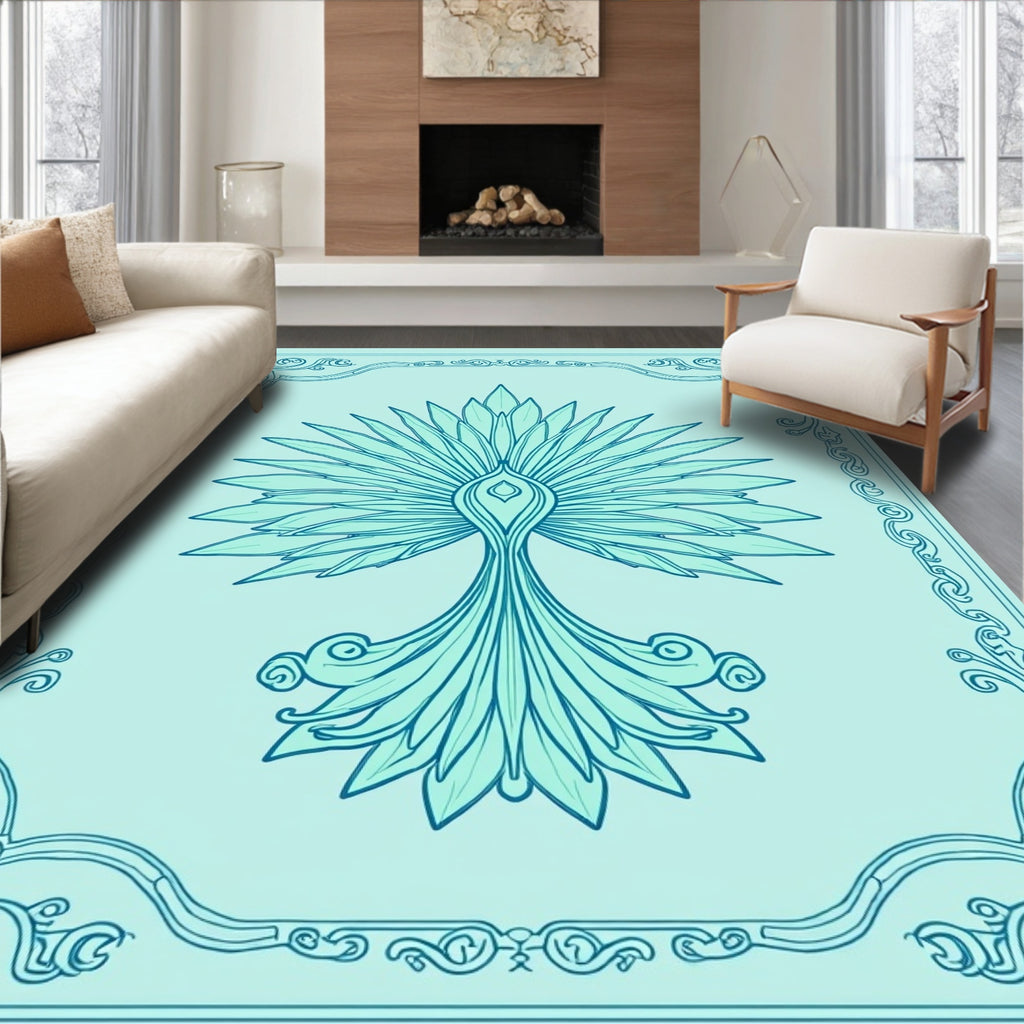 Art Nouveau Floral Peacock Rug
