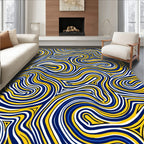 Bold Swirling Ink Style Pattern Rug