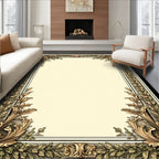 Antique Leaf Scroll Ornate Border Rug