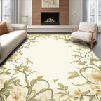 Elegant Cream Floral Vine Scroll Rug
