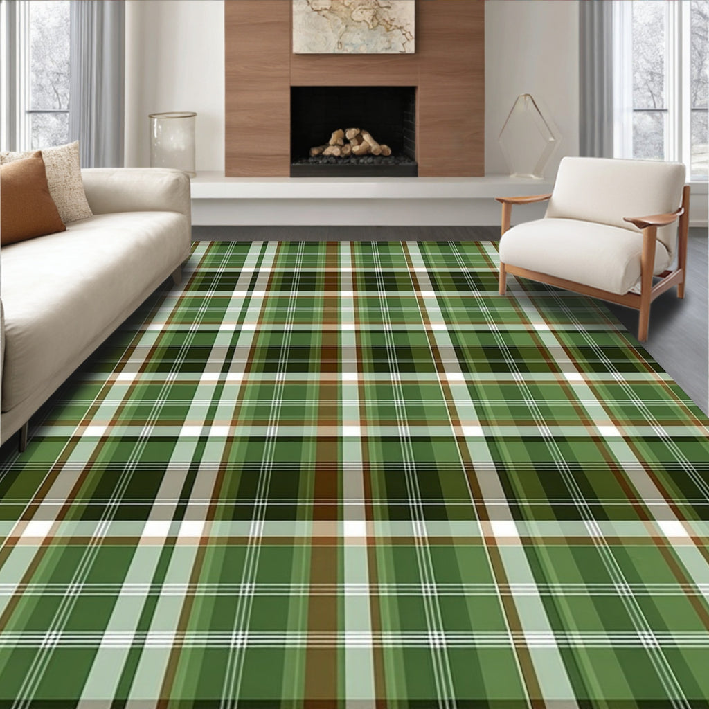 Classic Green Tartan Pattern Rug