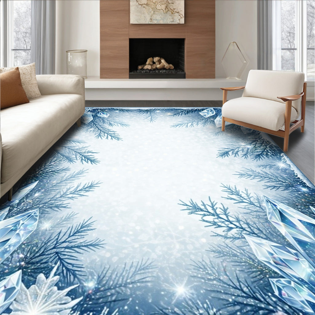Winter Crystal Pine Needle Design Rug
