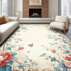 Floral Peony Butterfly Vine Pattern Rug