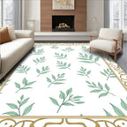 Elegant Green Leaf Border Rug