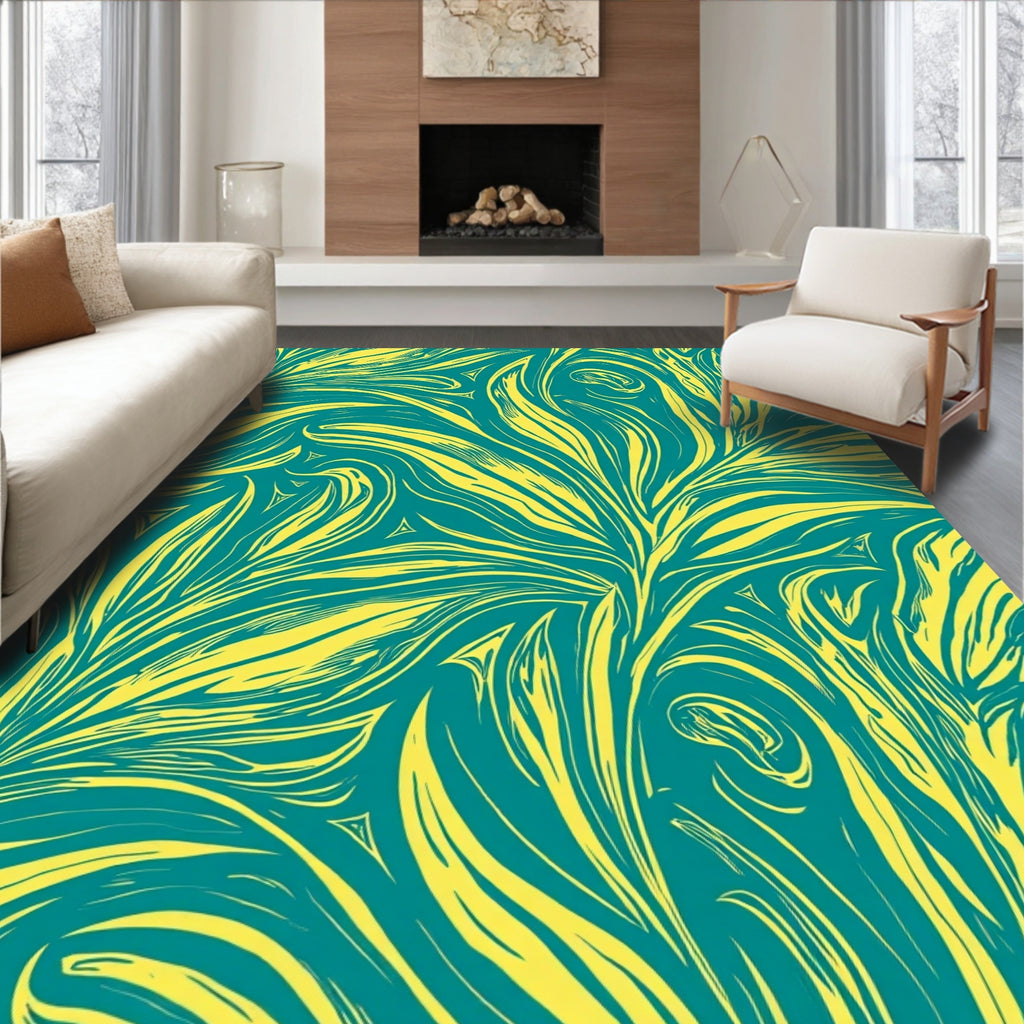 Flowing Leaf Contour Pattern Rug