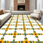 Golden Sunflower Lattice Medallion Rug
