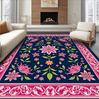 Elegant Floral Design with Border Rug