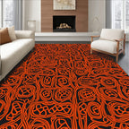 Abstract Organic Orange Swirl Pattern Rug