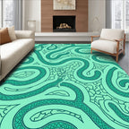 Teal Snake Swirl Pattern Rug