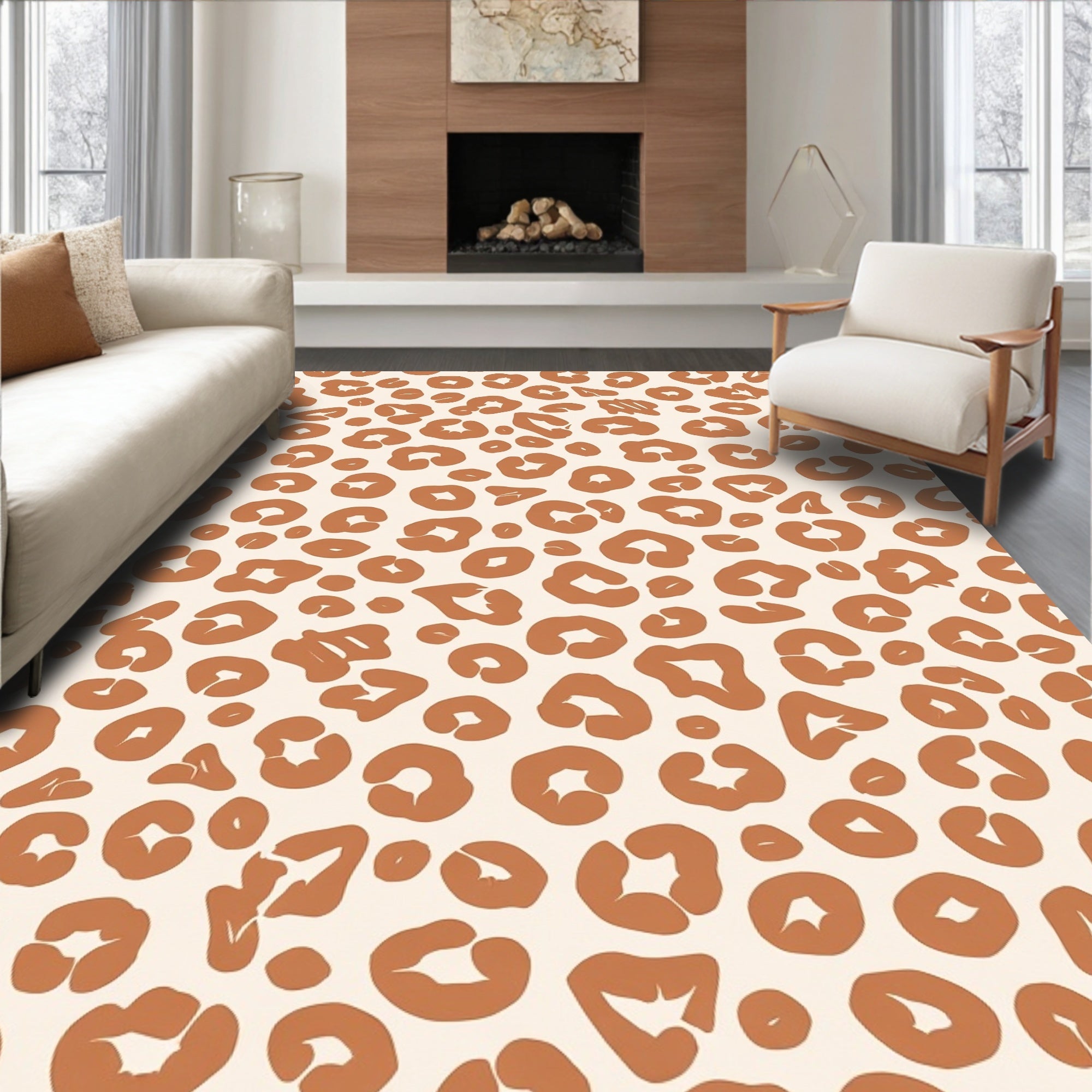 Abstract Rust Spots Print Rug