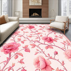 Pink Floral Vine Patterned Rug