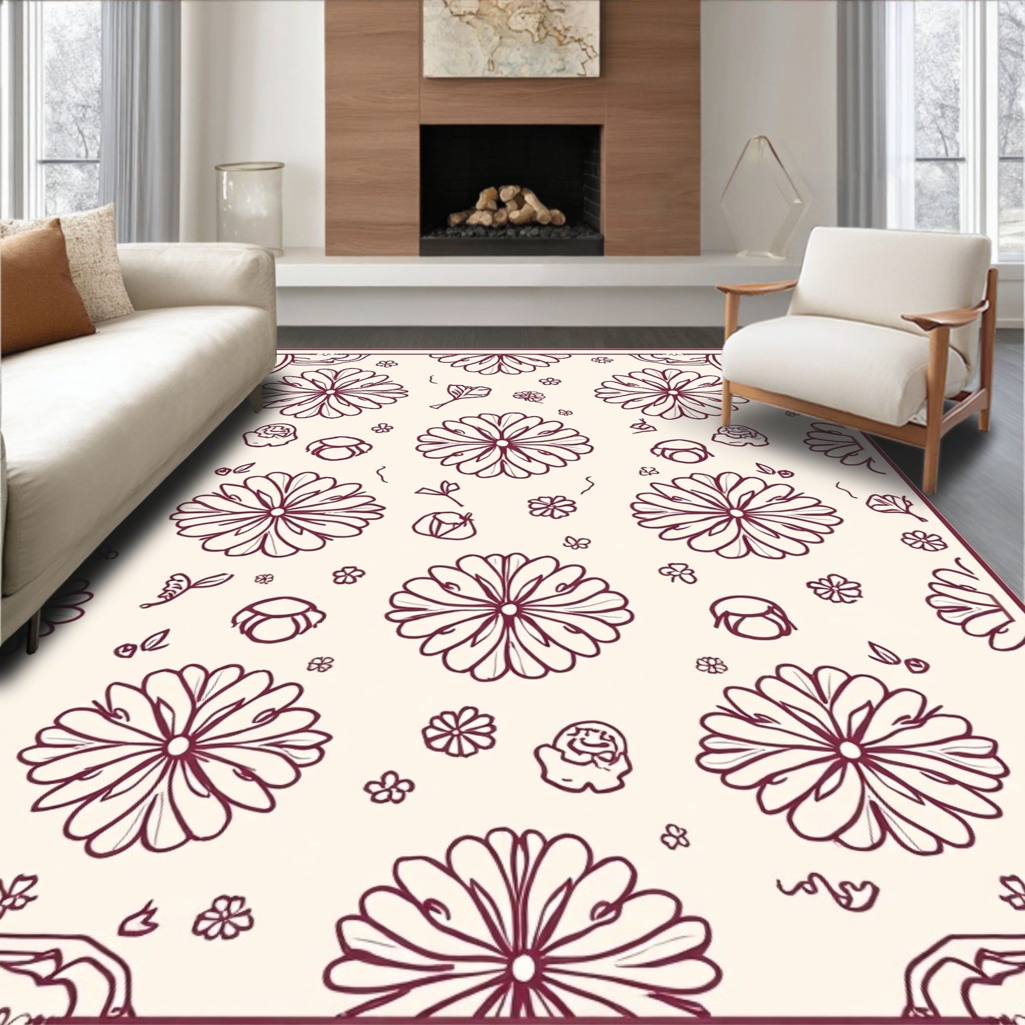 Art Nouveau Floral Swirl Repeat Rug
