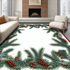 Festive Evergreen Pinecone Berry Swag Rug