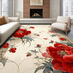 Red Peony Floral Artistry Rug
