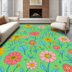 Bright Floral Leaf Pattern Design Rug