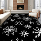 Winter White Snowflake Collage Rug