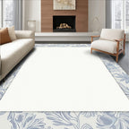 Soft Blue Sketchy Floral Pattern Rug