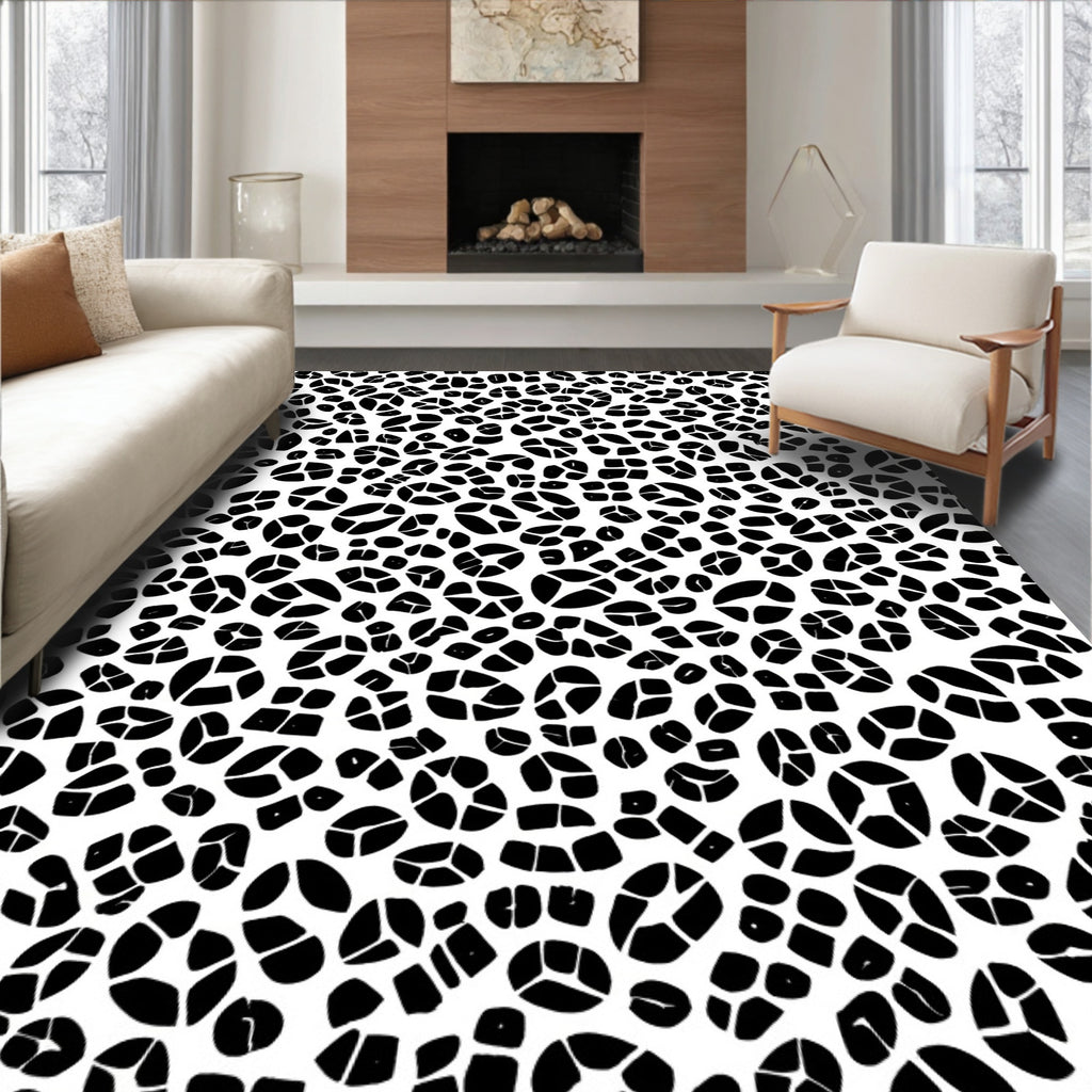 Monochromatic Organic Shape Pattern Rug