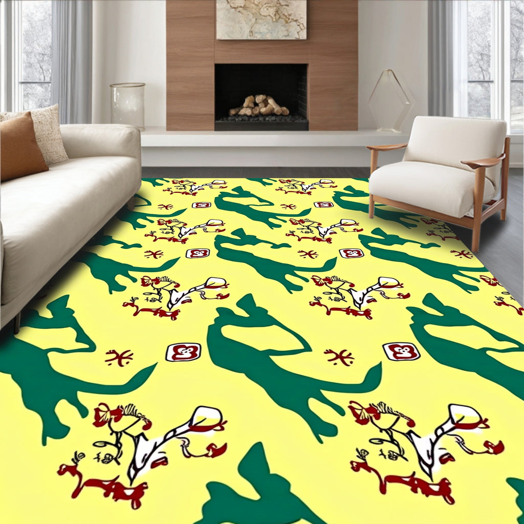 Mesoamerican Art Inspired Animal Print Rug