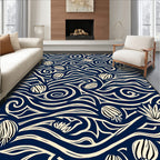 Oceanic Swirls and Floral Design Rug