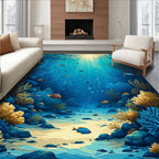 Underwater Coral Garden Fish Scene Rug
