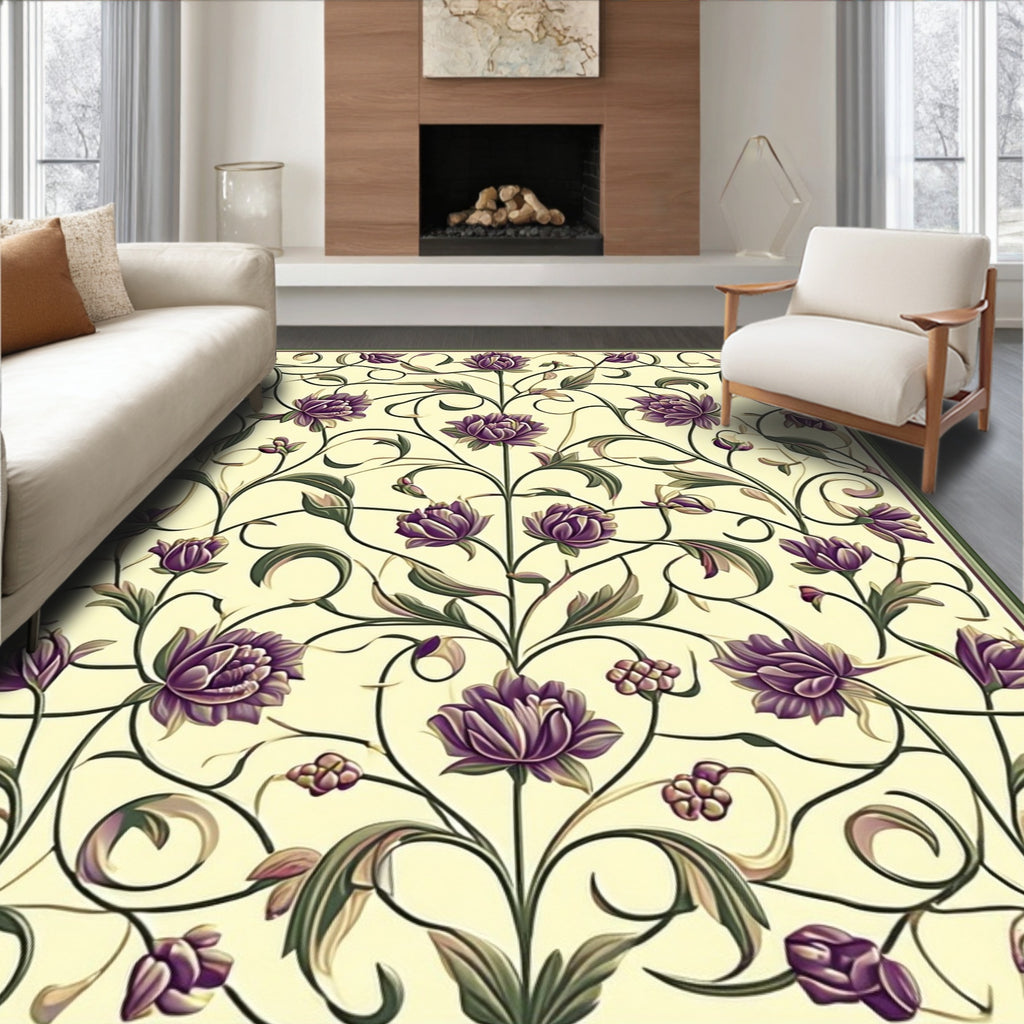 Vintage Floral Vines Pastel Rug