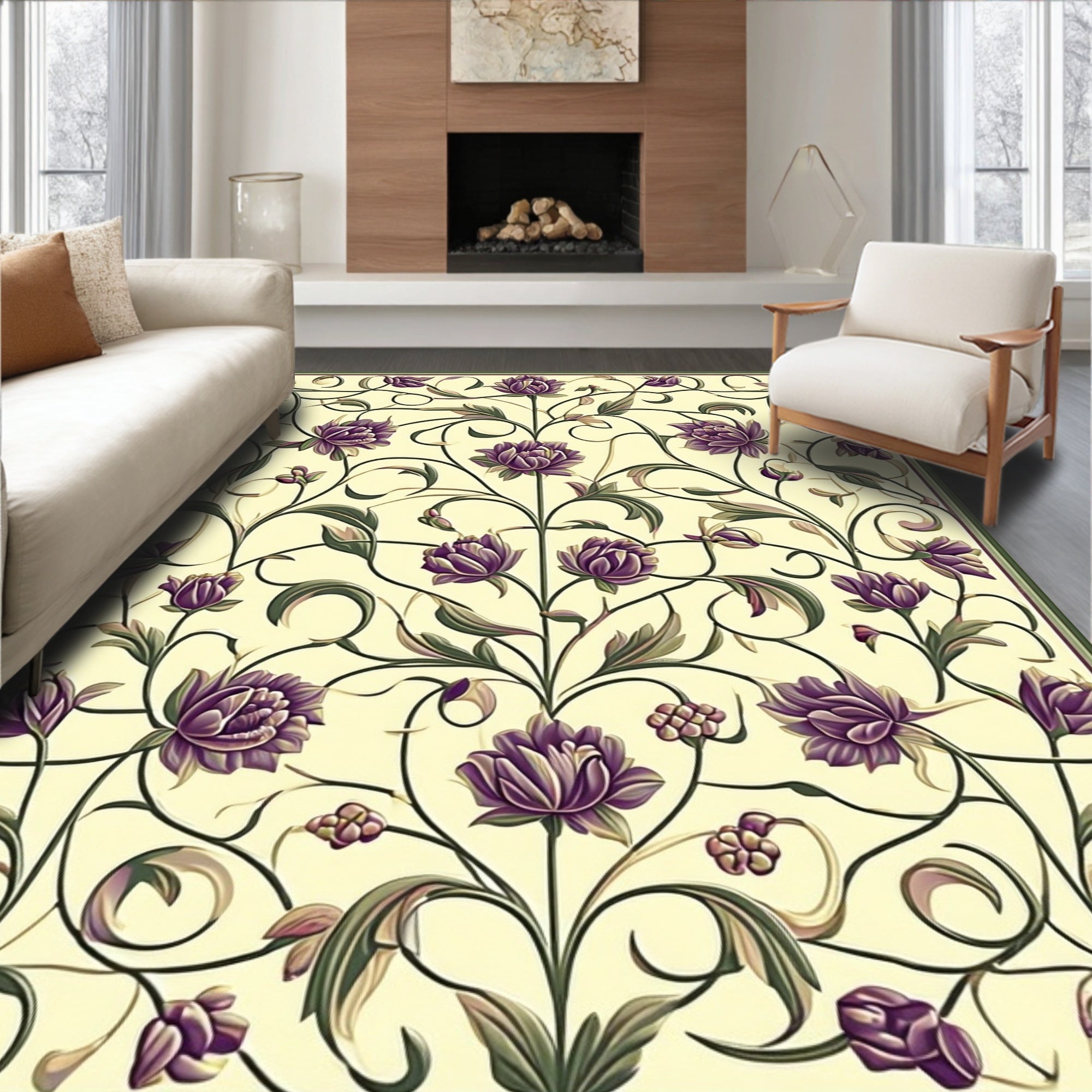 Vintage Floral Vines Pastel Rug