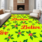 Bright Yellow Holly Berry Calligraphy Rug