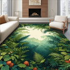 Lush Emerald Jungle Canopy Pattern Rug