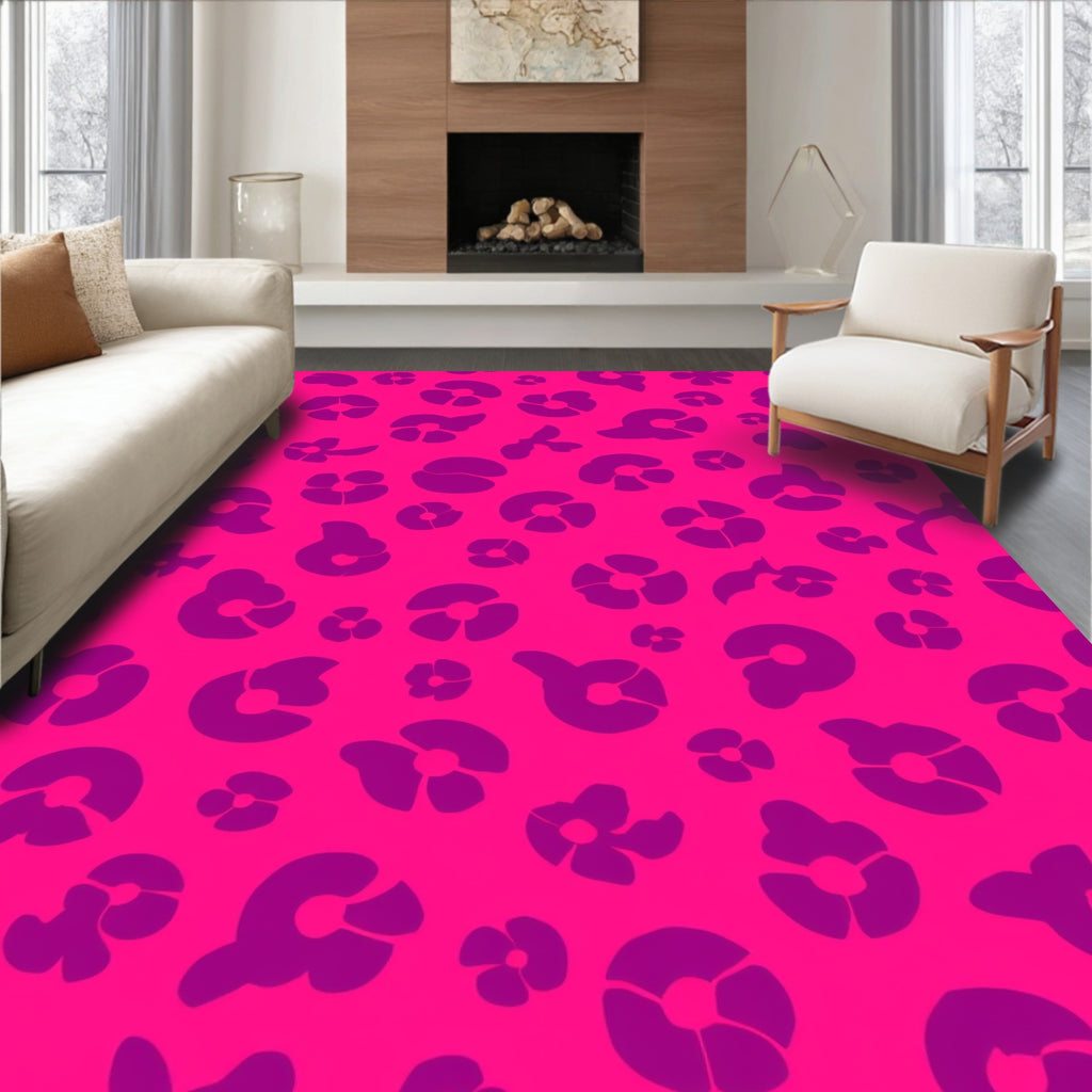 Bold Floral Pattern in Pink and Purple Rug