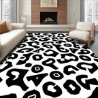 Contemporary Black White Animal Print Rug