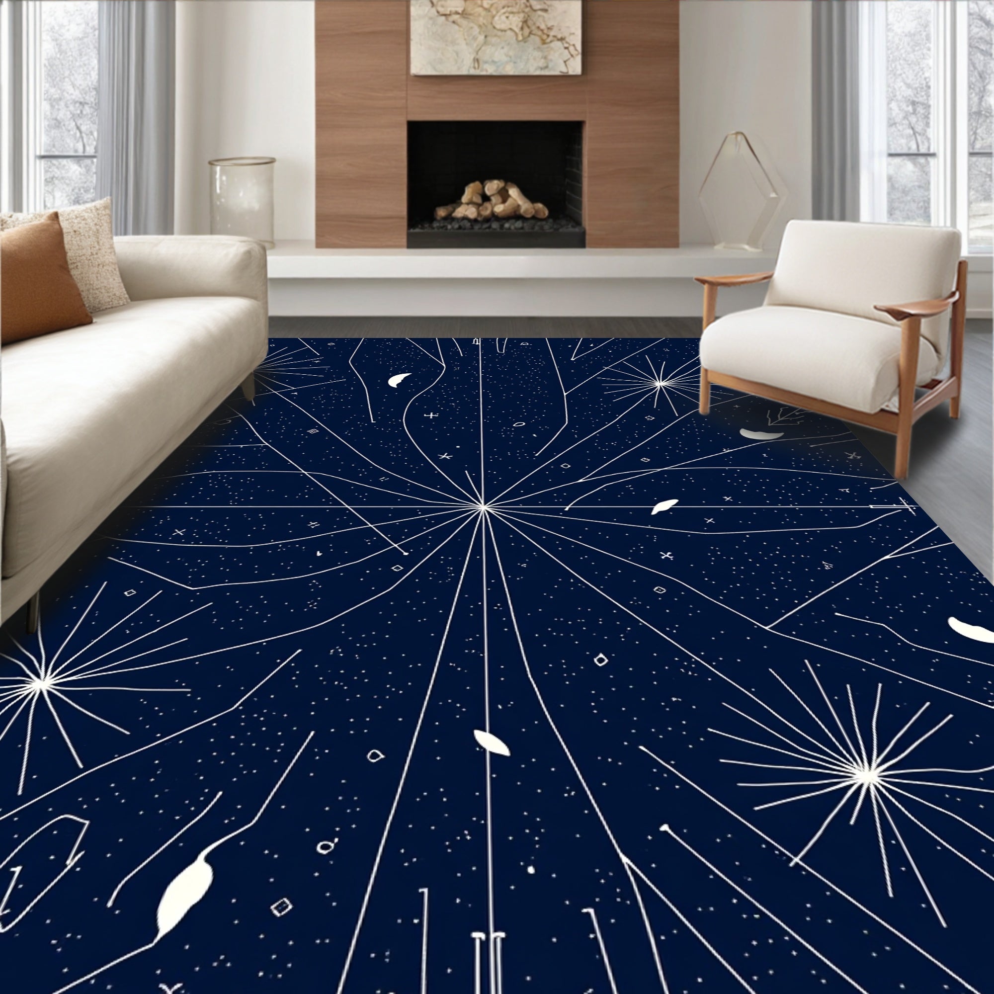 Celestial Starburst Abstract Pattern Rug