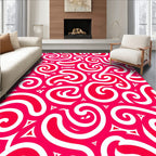Bold Crimson Swirls with Triangles Rug