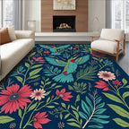 Hummingbirds and Tropical Flowers Pattern Rug