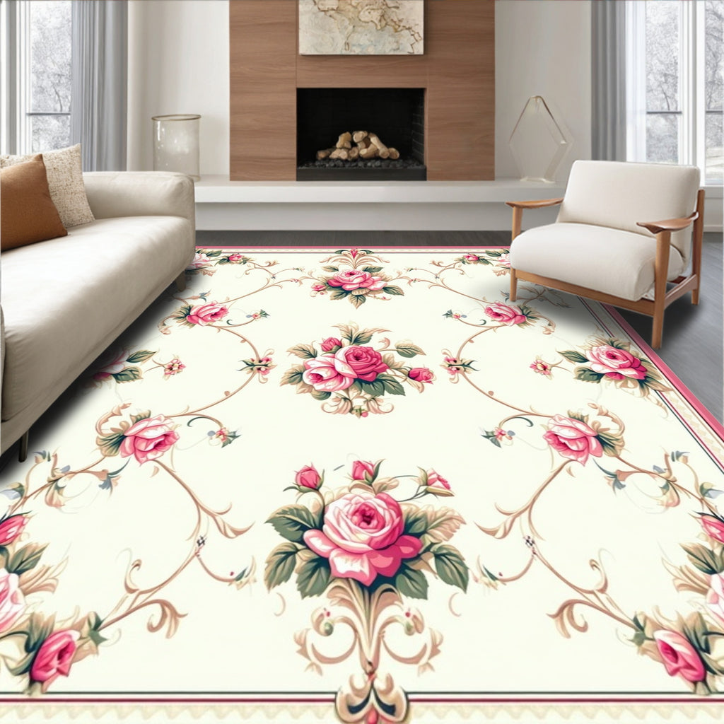 Vintage Rose Swirl Pattern Rug