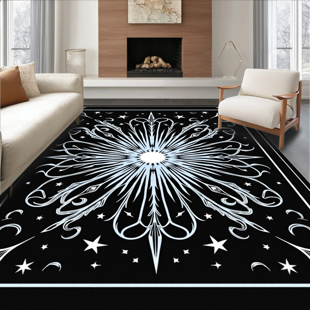 Celestial Sunburst Black Star Rug