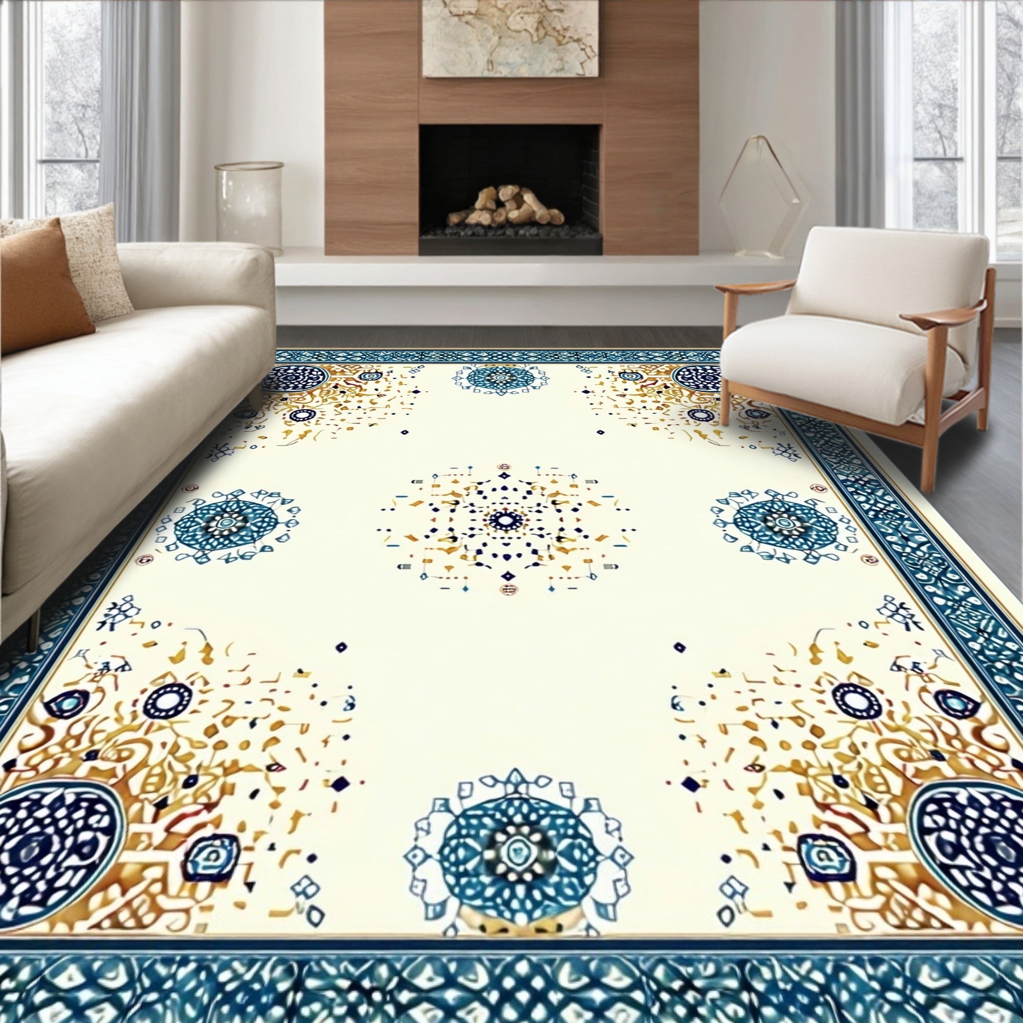Ornate Mandala Medallion Pattern Rug