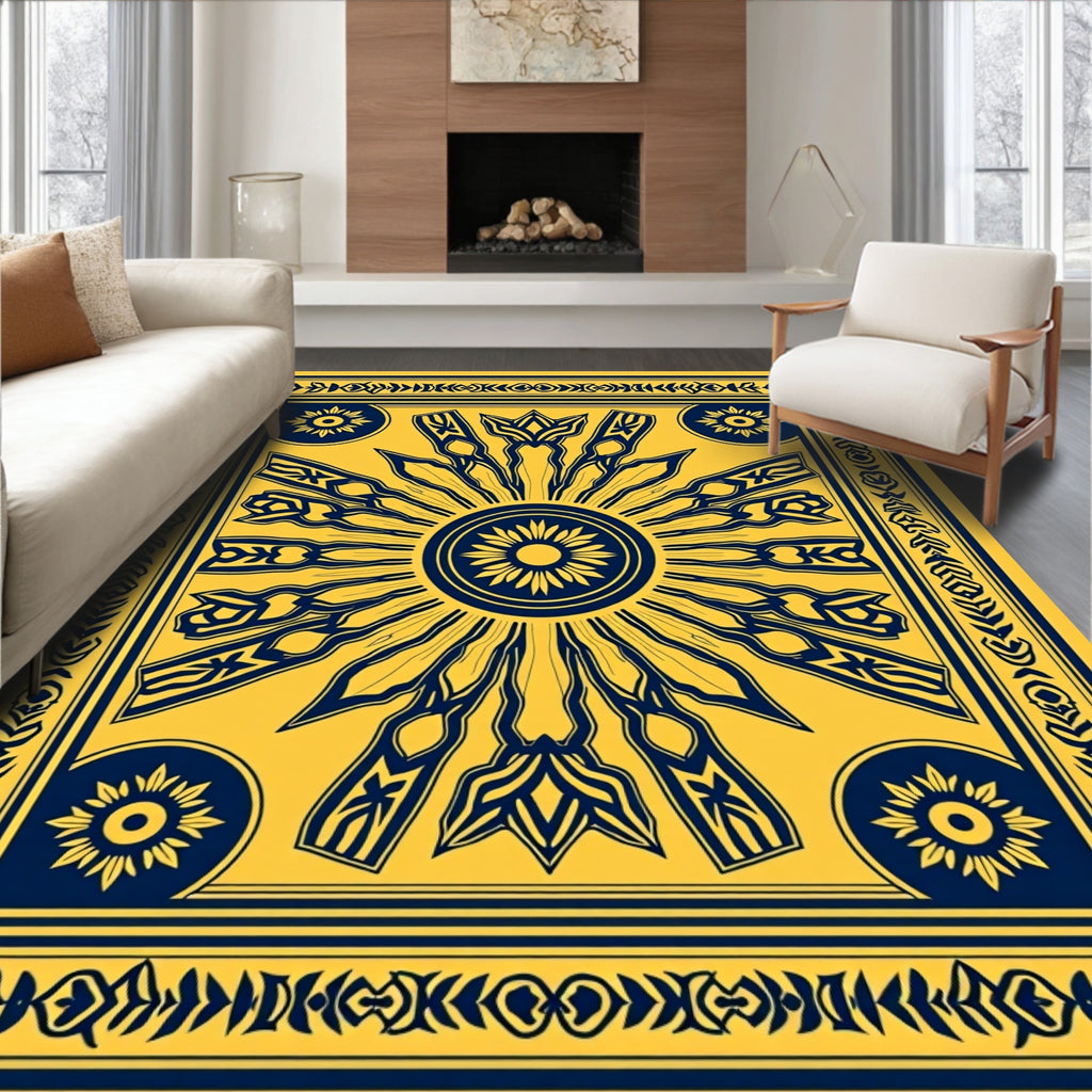 Radiant Sunburst Geometric Pattern Rug