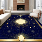 Cosmic Sun Moon Geometric Design Rug
