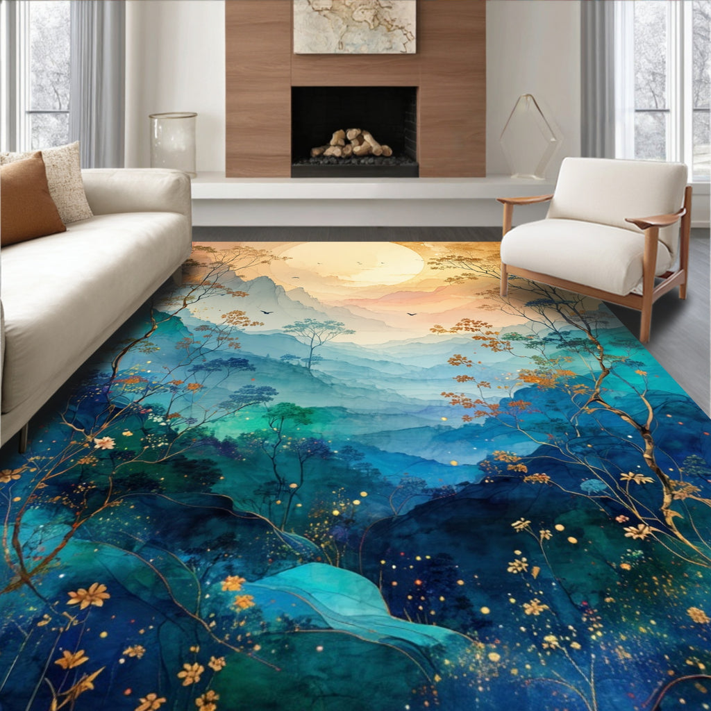 Misty Mountains Golden Florarug Rug