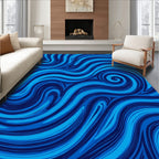 Abstract Swirls Blue Pattern Design Rug